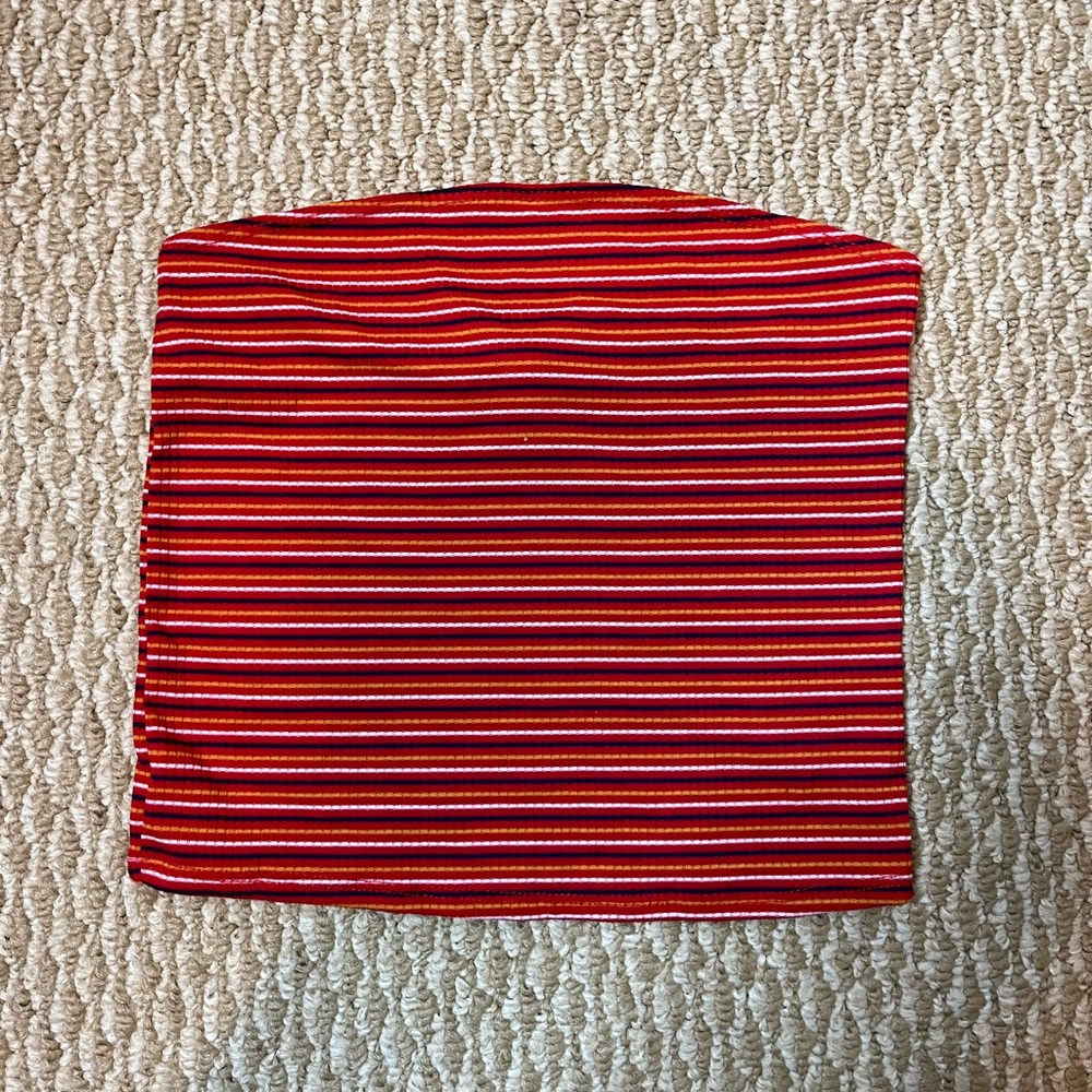 Garage red striped tube top